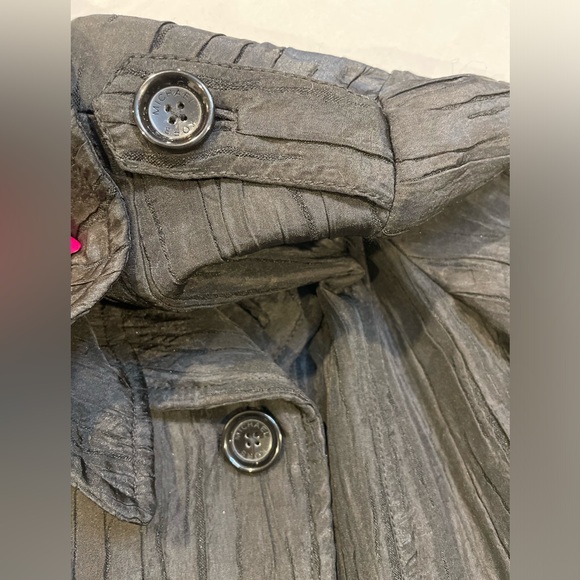 Michael Kors Belted Trench Coat Textured Black Small Classic Double Breasted EUC - Picture 14 of 16